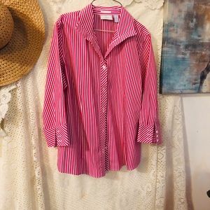 Chico's M Red Striped Women's Top